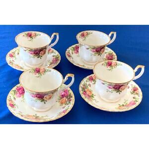 VTG Royal Albert Old Country Roses 1962 Tea Coffee Saucer Set of 4 England